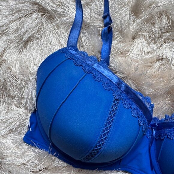 Candie's Bright Blue Balconette Push-up Bra - Picture 2 of 8